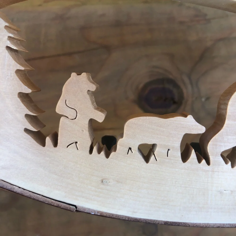 Vintage Handcrafted Bramante Bear Tree Wood Carving Numbered Alaska Key Holder